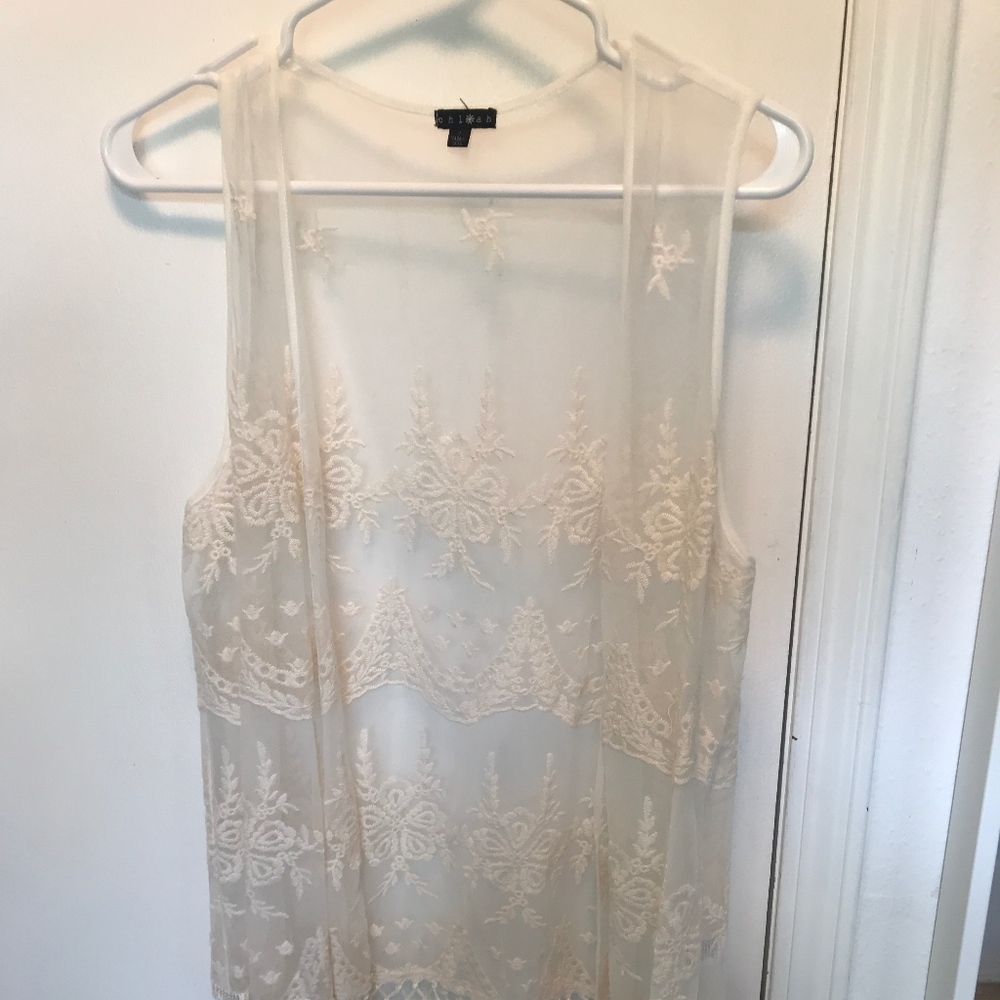 M - Chloah - Cream Lace and Fridge Vest